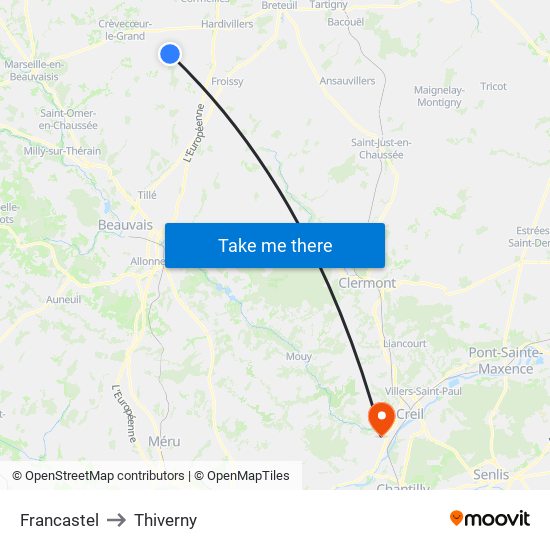 Francastel to Thiverny map