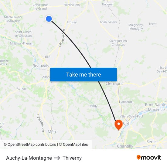 Auchy-La-Montagne to Thiverny map