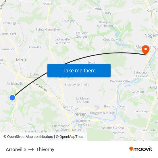 Arronville to Thiverny map