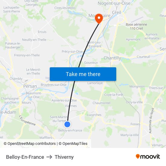 Belloy-En-France to Thiverny map