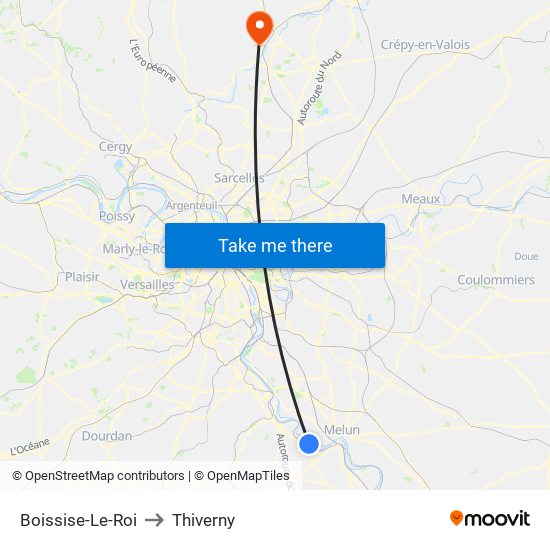 Boissise-Le-Roi to Thiverny map