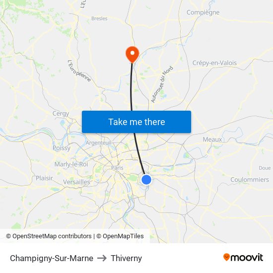 Champigny-Sur-Marne to Thiverny map