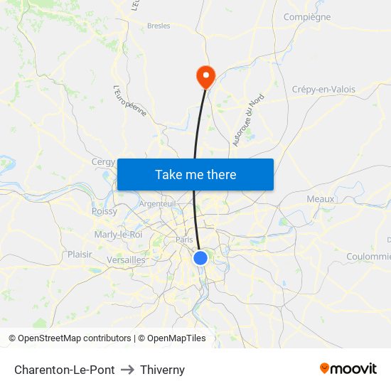 Charenton-Le-Pont to Thiverny map