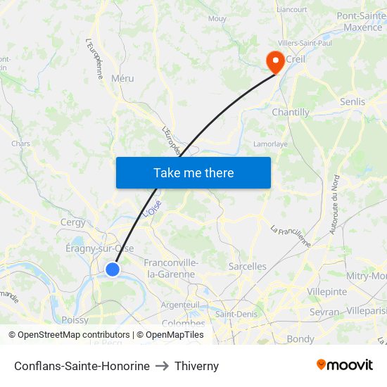 Conflans-Sainte-Honorine to Thiverny map