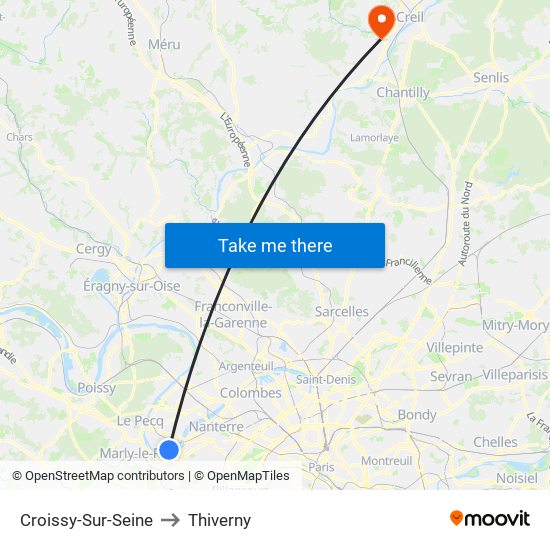 Croissy-Sur-Seine to Thiverny map