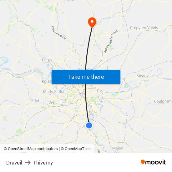 Draveil to Thiverny map