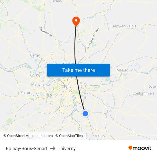 Epinay-Sous-Senart to Thiverny map