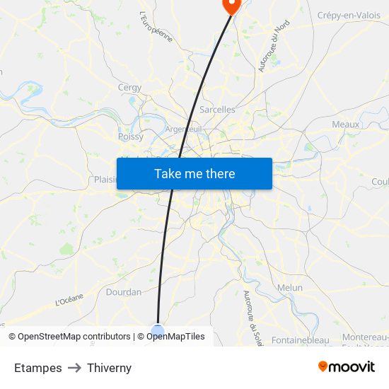 Etampes to Thiverny map