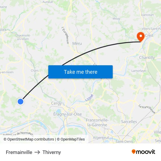 Fremainville to Thiverny map