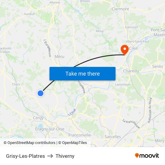 Grisy-Les-Platres to Thiverny map