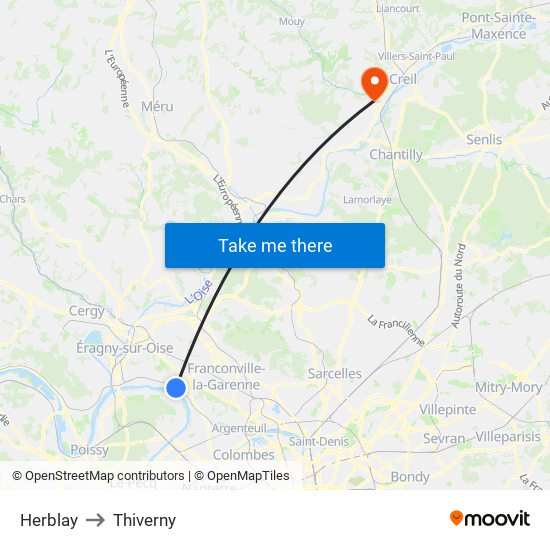 Herblay to Thiverny map