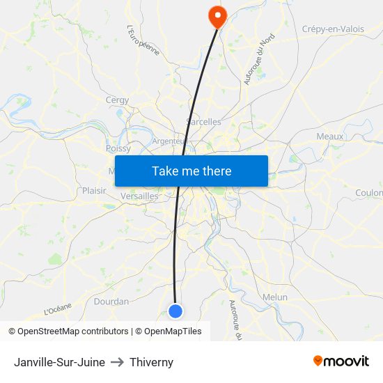 Janville-Sur-Juine to Thiverny map