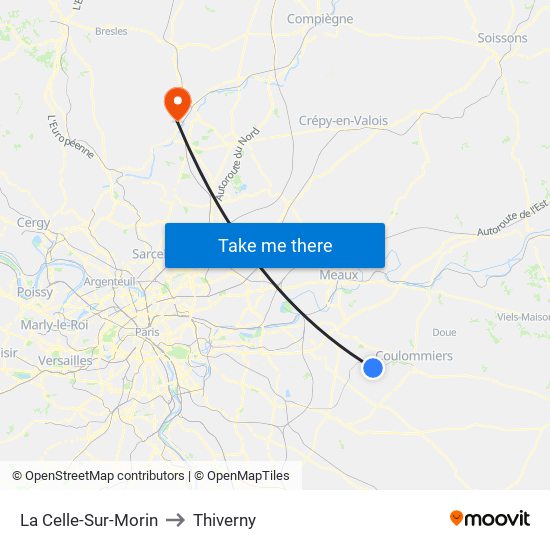 La Celle-Sur-Morin to Thiverny map