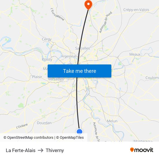 La Ferte-Alais to Thiverny map