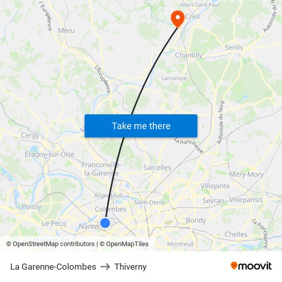 La Garenne-Colombes to Thiverny map