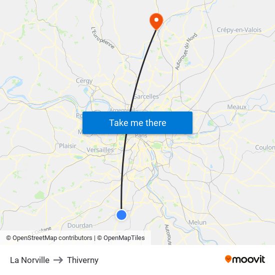 La Norville to Thiverny map