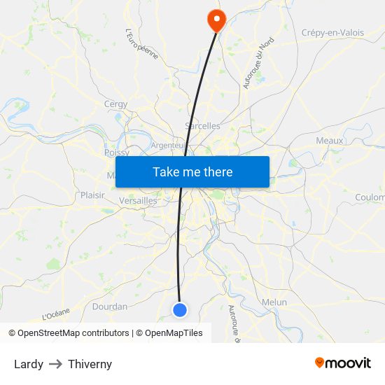 Lardy to Thiverny map