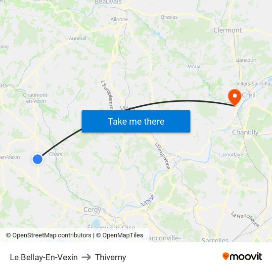Le Bellay-En-Vexin to Thiverny map