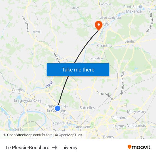 Le Plessis-Bouchard to Thiverny map