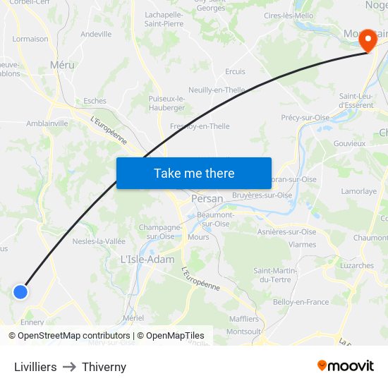 Livilliers to Thiverny map