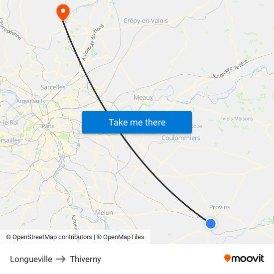 Longueville to Thiverny map