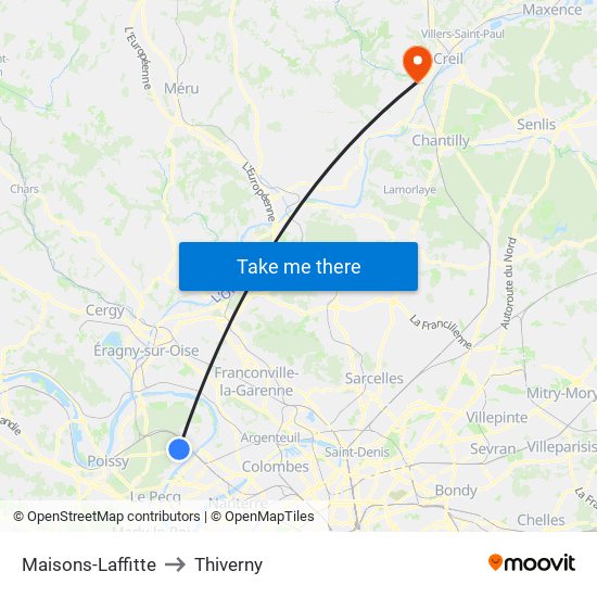 Maisons-Laffitte to Thiverny map