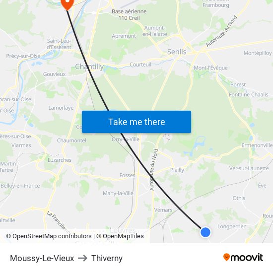 Moussy-Le-Vieux to Thiverny map