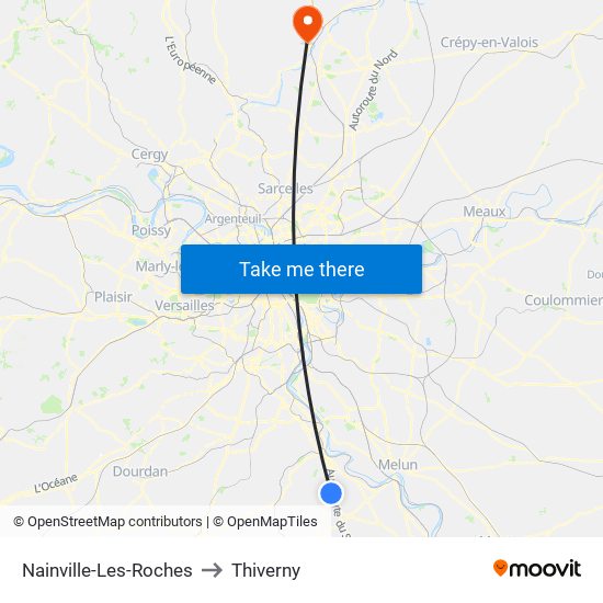 Nainville-Les-Roches to Thiverny map