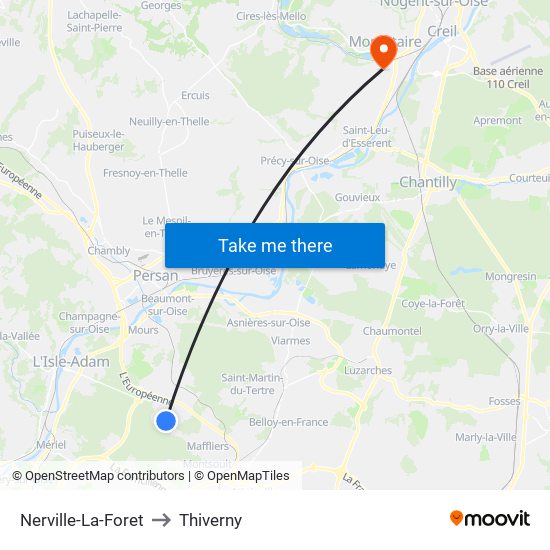 Nerville-La-Foret to Thiverny map