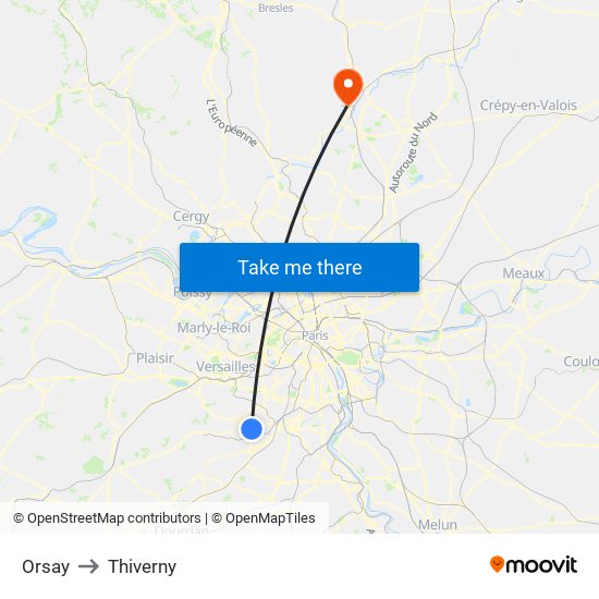 Orsay to Thiverny map