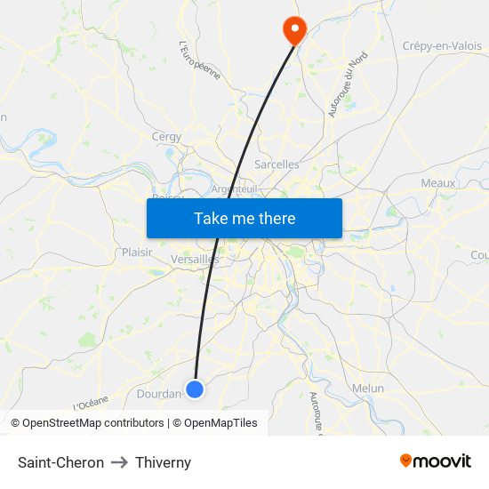 Saint-Cheron to Thiverny map