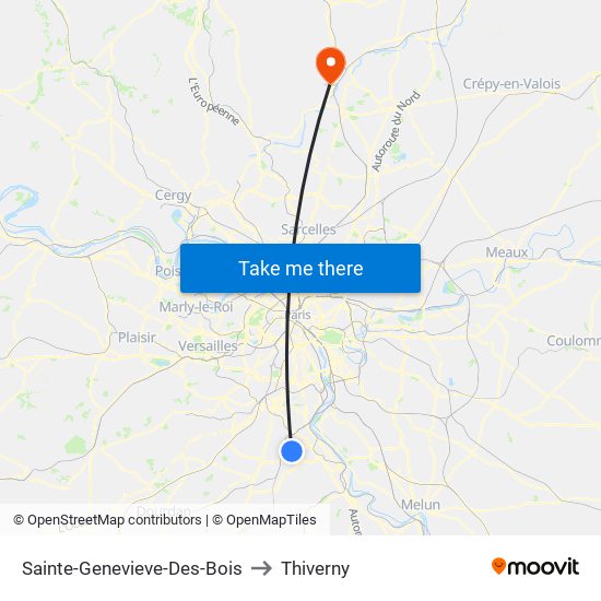 Sainte-Genevieve-Des-Bois to Thiverny map