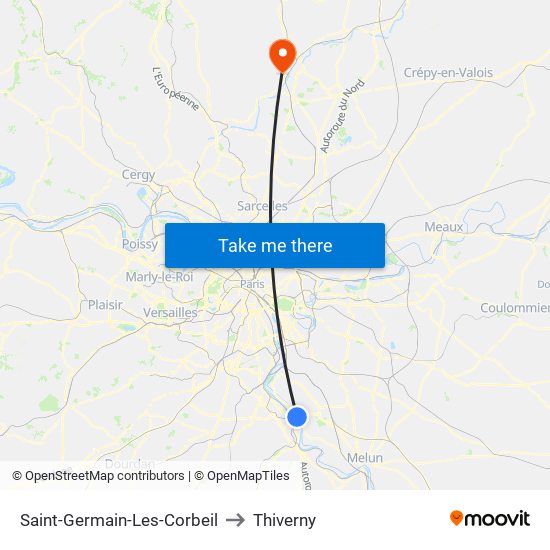 Saint-Germain-Les-Corbeil to Thiverny map
