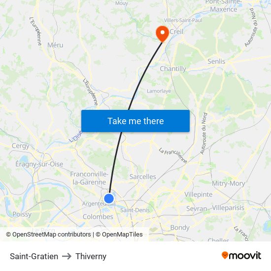 Saint-Gratien to Thiverny map