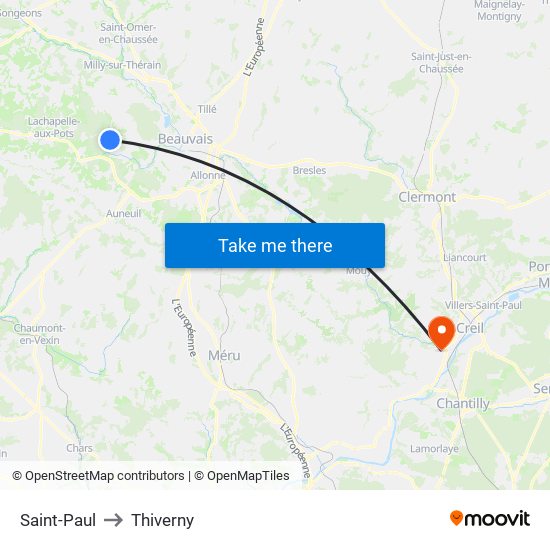 Saint-Paul to Thiverny map