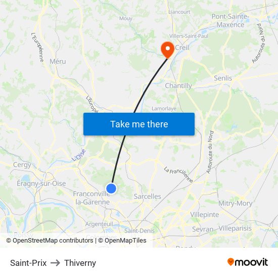 Saint-Prix to Thiverny map