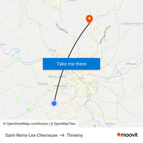 Saint-Remy-Les-Chevreuse to Thiverny map