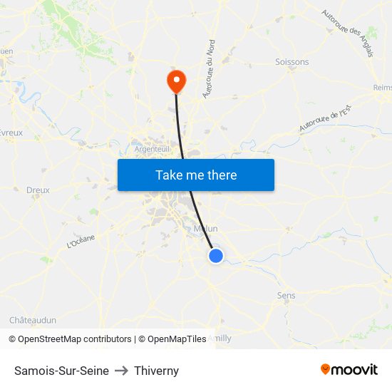 Samois-Sur-Seine to Thiverny map
