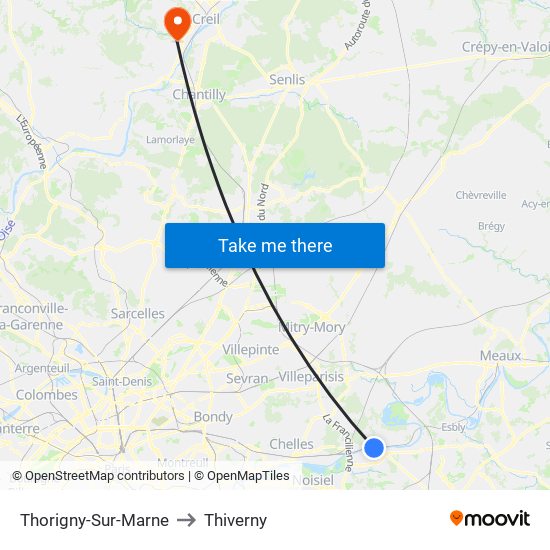 Thorigny-Sur-Marne to Thiverny map