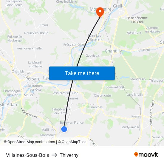 Villaines-Sous-Bois to Thiverny map