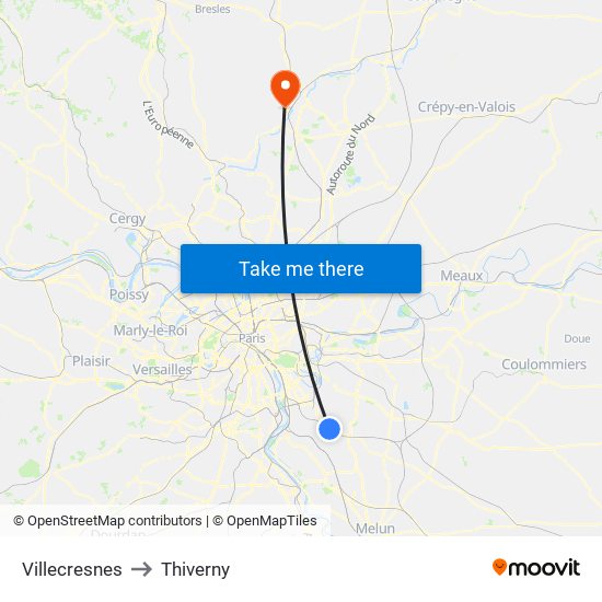 Villecresnes to Thiverny map