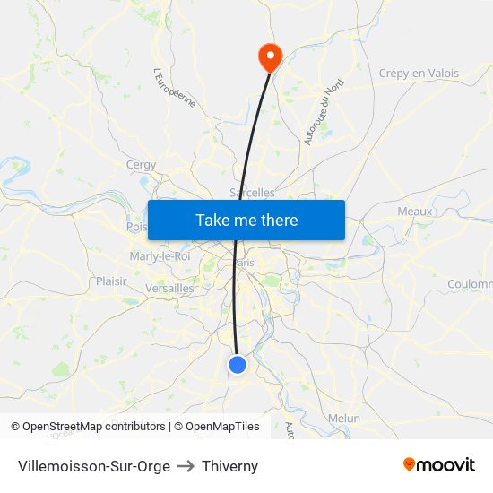 Villemoisson-Sur-Orge to Thiverny map