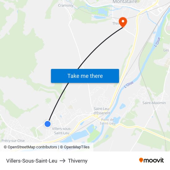Villers-Sous-Saint-Leu to Thiverny map