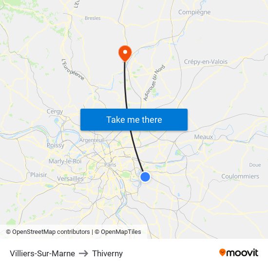 Villiers-Sur-Marne to Thiverny map
