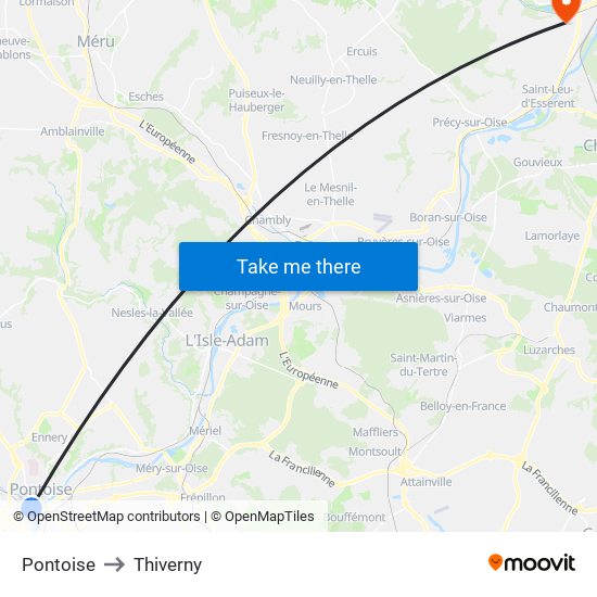 Pontoise to Thiverny map