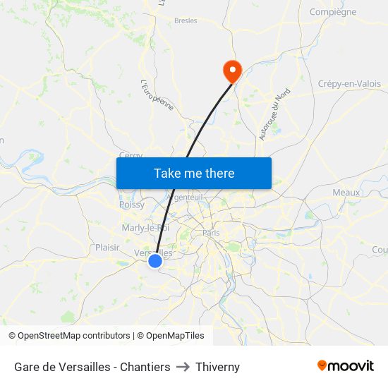 Gare de Versailles - Chantiers to Thiverny map