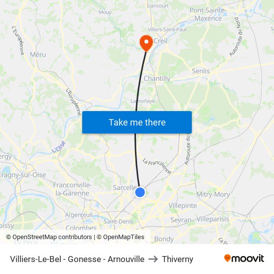 Villiers-Le-Bel - Gonesse - Arnouville to Thiverny map