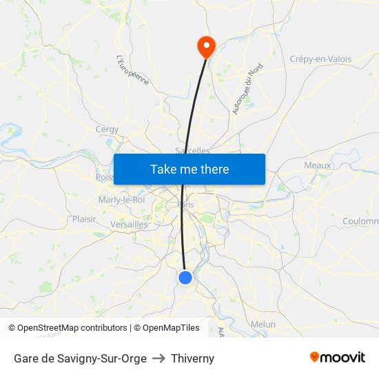 Gare de Savigny-Sur-Orge to Thiverny map