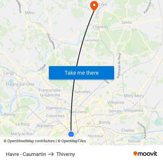 Havre - Caumartin to Thiverny map