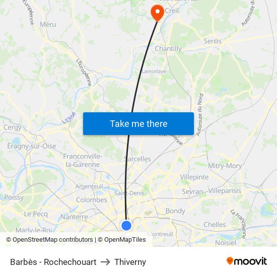 Barbès - Rochechouart to Thiverny map